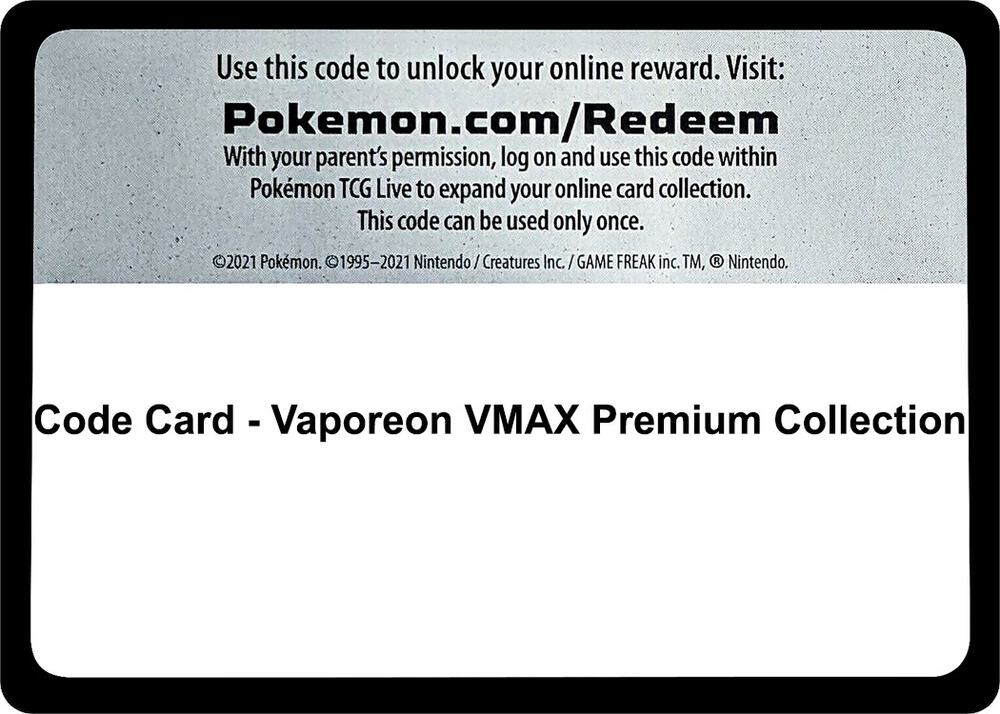 Code Card - Vaporeon VMAX Premium Collection, Miscellaneous Cards & Products P283257