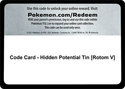 Code Card - Hidden Potential Tin [Rotom V], Miscellaneous Cards & Products P285445