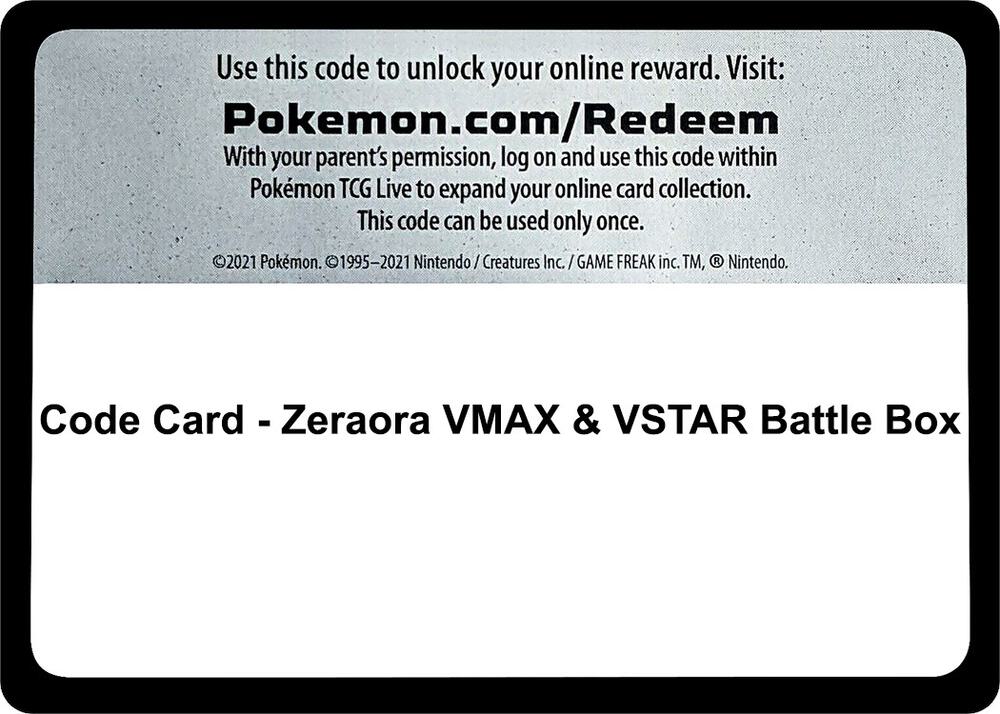 Code Card - Zeraora VMAX & VSTAR Battle Box, Miscellaneous Cards & Products P451101