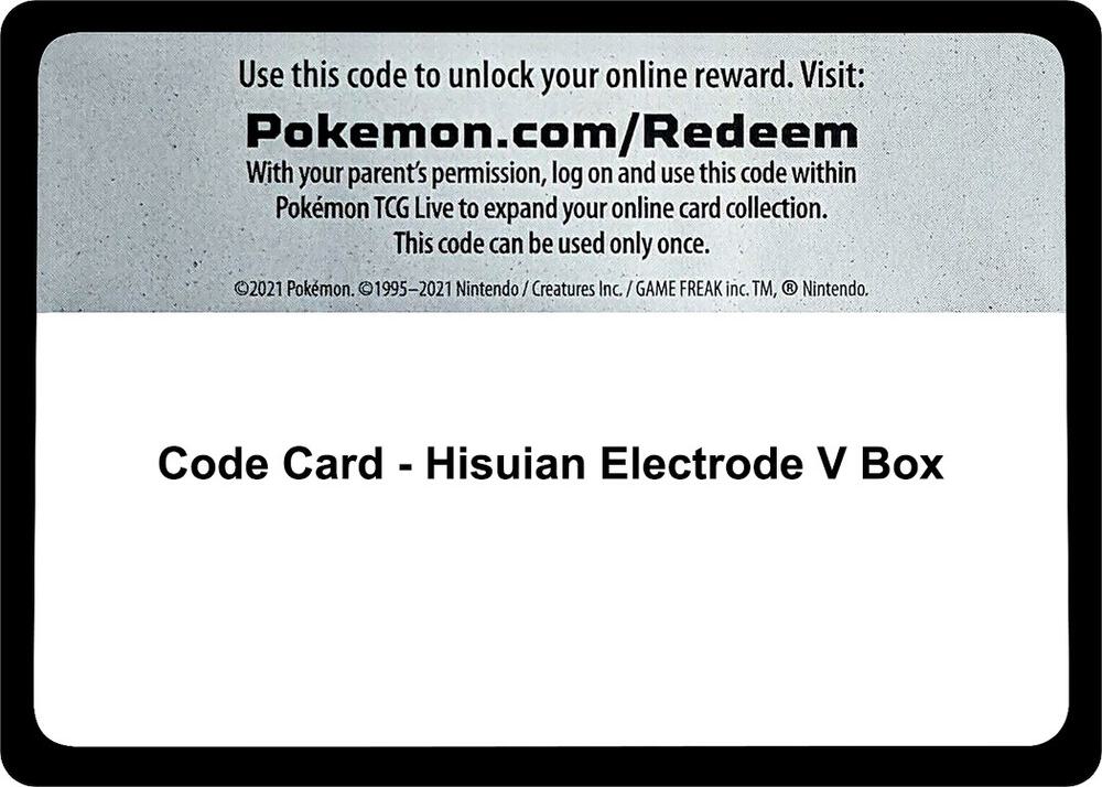 Code Card - Hisuian Electrode V Box, Miscellaneous Cards & Products P451117