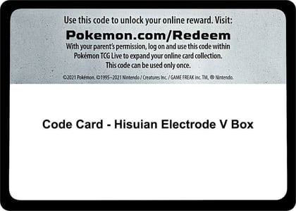 Code Card - Hisuian Electrode V Box, Miscellaneous Cards & Products P451117