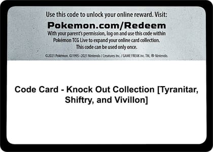 Code Card - Knock Out Collection [Tyranitar, Shiftry, and Vivillon], Miscellaneous Cards & Products P479888