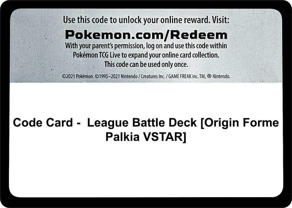 Code Card - League Battle Deck [Origin Forme Palkia VSTAR], Miscellaneous Cards & Products P484338