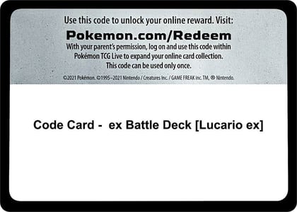 Code Card - ex Battle Deck [Lucario ex], Miscellaneous Cards & Products P484388