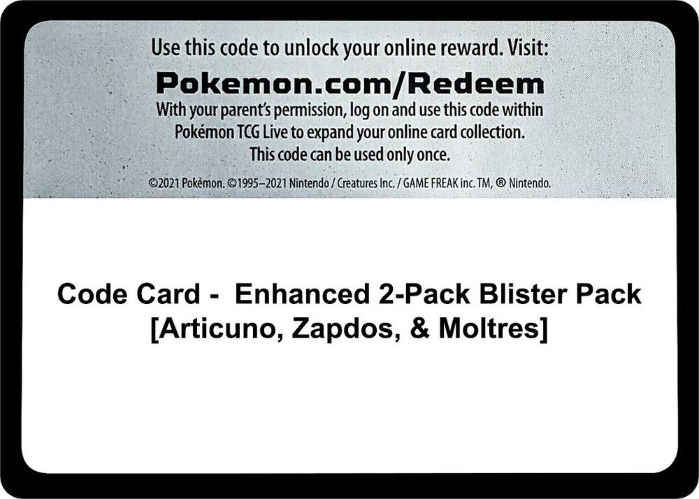 Code Card - Enhanced 2-Pack Blister Pack [Articuno, Zapdos, & Moltres], Miscellaneous Cards & Products P491229