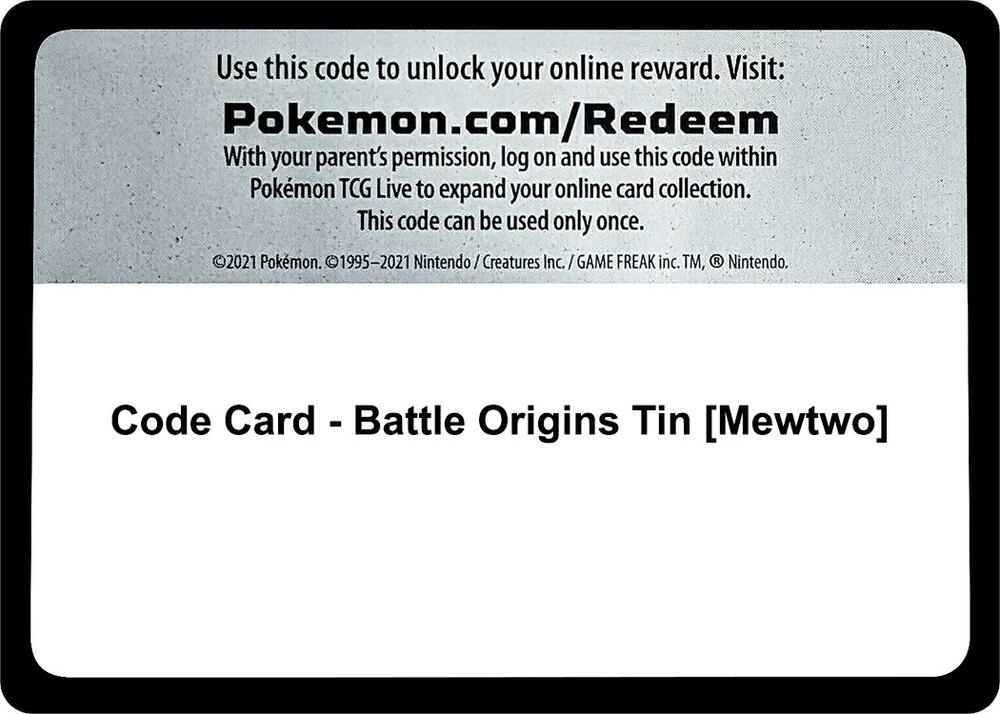 Code Card - Battle Origins Tin [Mewtwo], Miscellaneous Cards & Products P491237