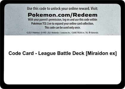 Code Card - League Battle Deck [Miraidon ex], Miscellaneous Cards & Products P528504