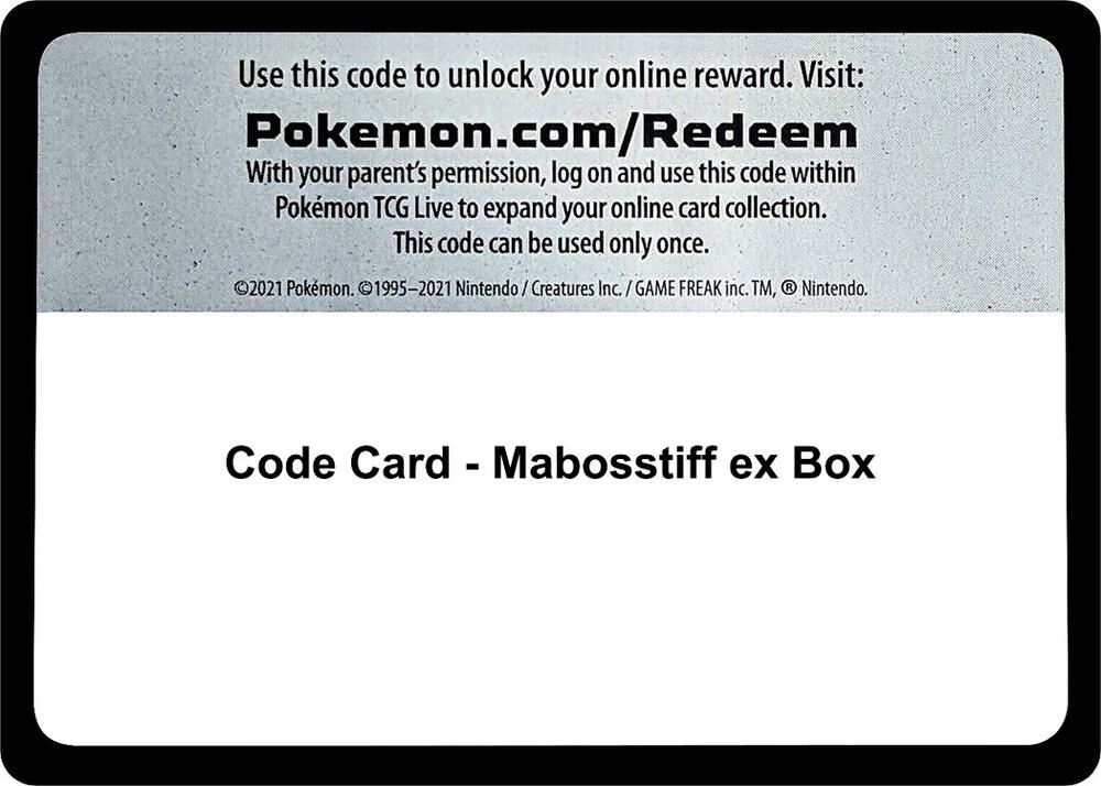 Code Card - Mabosstiff ex Box, Miscellaneous Cards & Products P532036