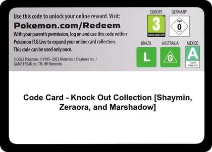 Code Card - Knock Out Collection [Shaymin, Zeraora, and Marshadow], Miscellaneous Cards & Products P545005