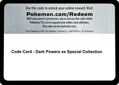 Code Card - Dark Powers ex Special Collection, Miscellaneous Cards & Products P565282