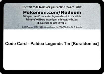Code Card - Paldea Legends Tin [Koraidon ex], Miscellaneous Cards & Products P577597