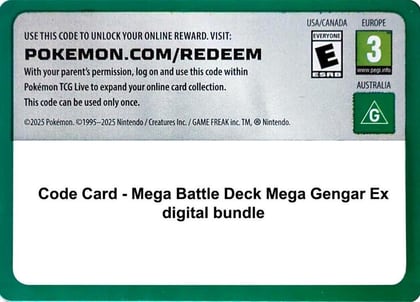 Code Card - Mega Battle Deck Mega Gengar Ex digital bundle, Miscellaneous Cards & Products P664034