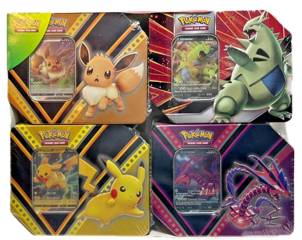Costco Exclusive 4-Tin Bundle: V Powers Tin [Set of 3] + V Strikers [Tyranitar], Miscellaneous Cards & Products P701600