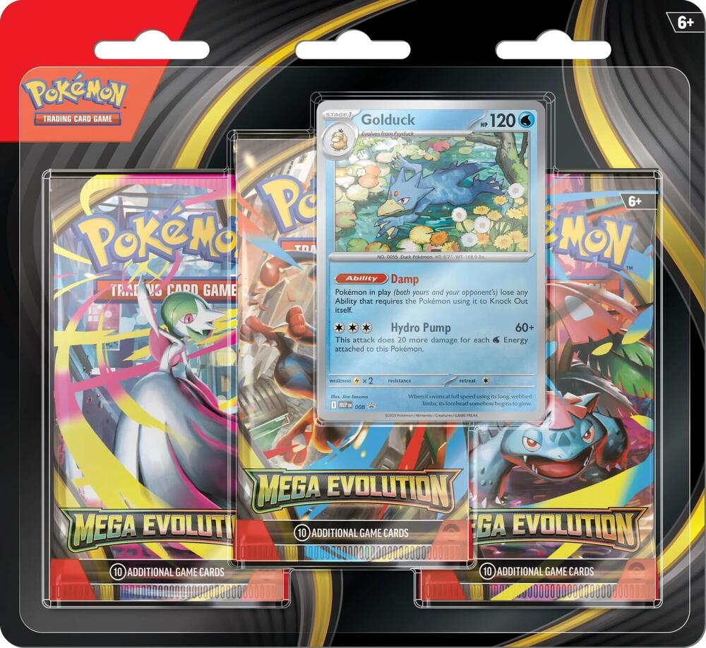 Mega Evolution 3 Pack Blister [Golduck], ME01: Mega Evolution P644356