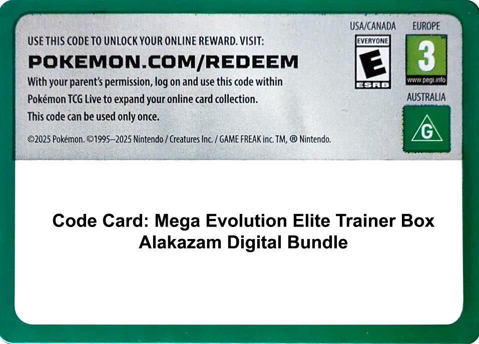 Code Card - Mega Evolution Elite Trainer Box Alakazam Digital Bundle, ME01: Mega Evolution P656273