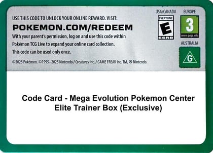 Code Card - Mega Evolution Pokemon Center Elite Trainer Box (Exclusive), ME01: Mega Evolution P656274
