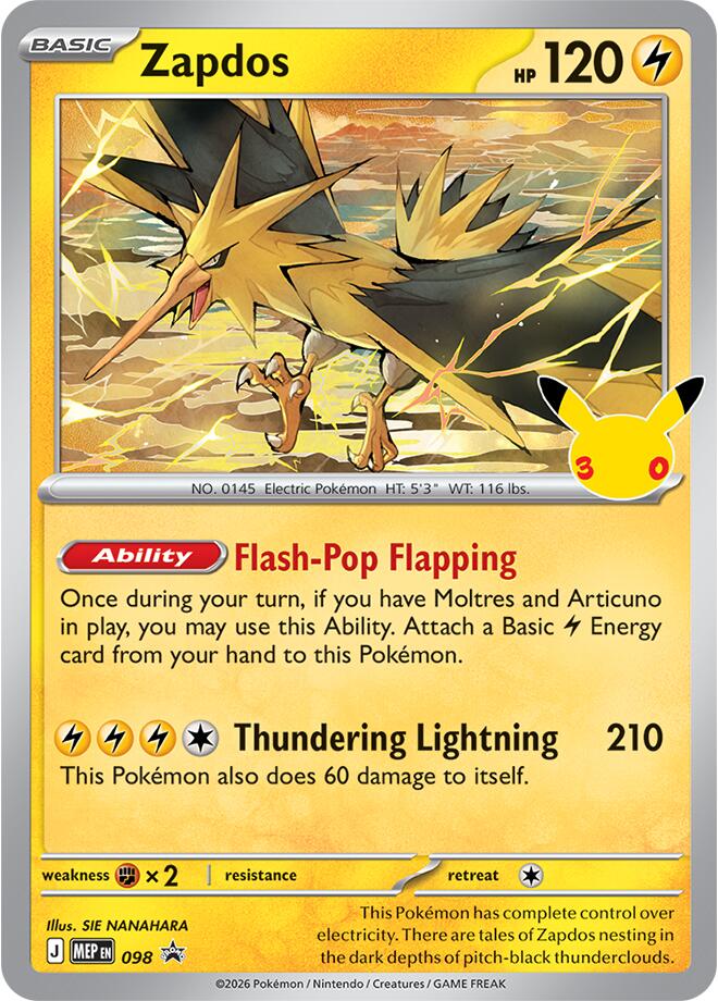 Zapdos - 098 (30th Celebration), ME: Mega Evolution Promo 098