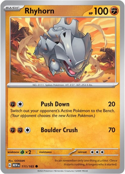 Rhyhorn, SV: Scarlet & Violet 151 111/165