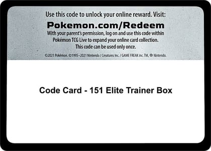Code Card - 151 Elite Trainer Box, SV: Scarlet & Violet 151 P517554