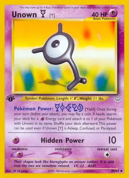Unown [Y], Neo Revelation 40/64