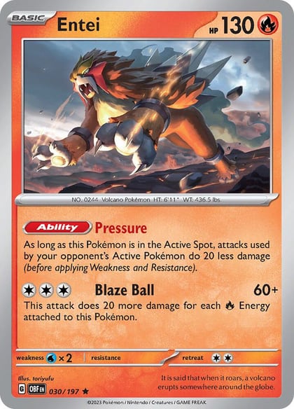 Entei, SV03: Obsidian Flames 030/197