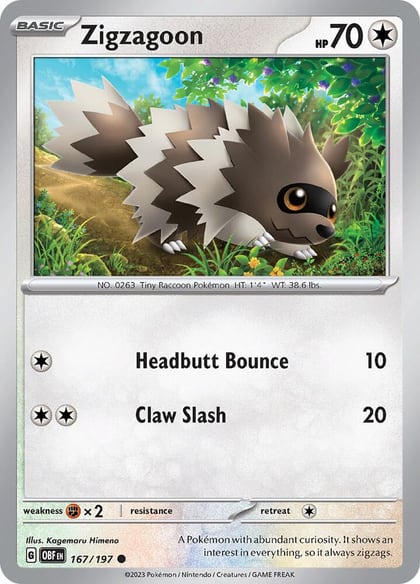 Zigzagoon, SV03: Obsidian Flames 167/197
