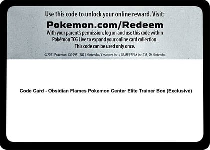 Code Card - Obsidian Flames Pokemon Center Elite Trainer Box (Exclusive), SV03: Obsidian Flames P512040