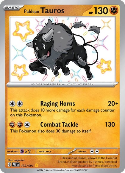 Paldean Tauros - 172/091, SV: Paldean Fates 172/091