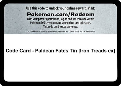 Code Card - Paldean Fates Tin [Iron Treads ex], SV: Paldean Fates P538221