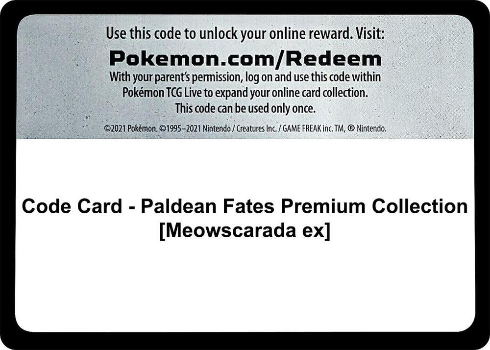 Code Card - Paldean Fates Premium Collection [Meowscarada ex], SV: Paldean Fates P550768