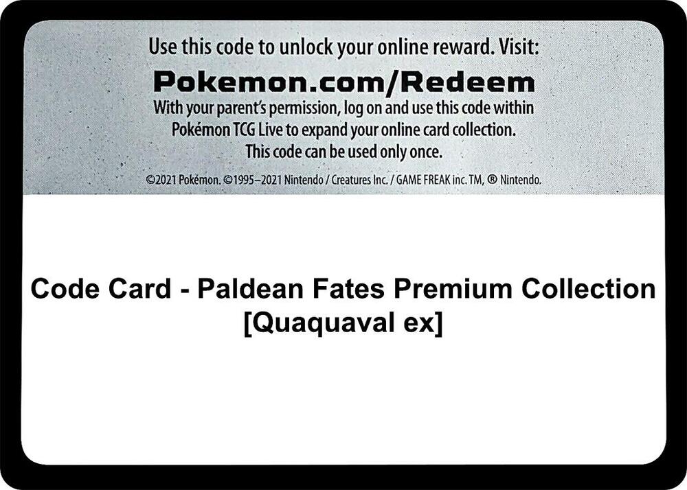 Code Card - Paldean Fates Premium Collection [Quaquaval ex], SV: Paldean Fates P550771