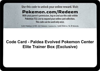Code Card - Paldea Evolved Pokemon Center Elite Trainer Box (Exclusive), SV02: Paldea Evolved P501121