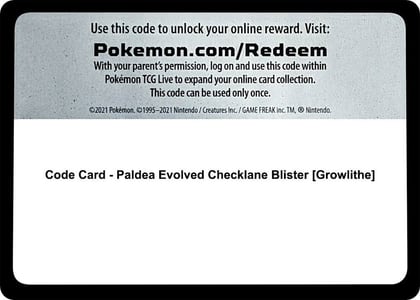 Code Card - Paldea Evolved Checklane Blister [Growlithe], SV02: Paldea Evolved P512626