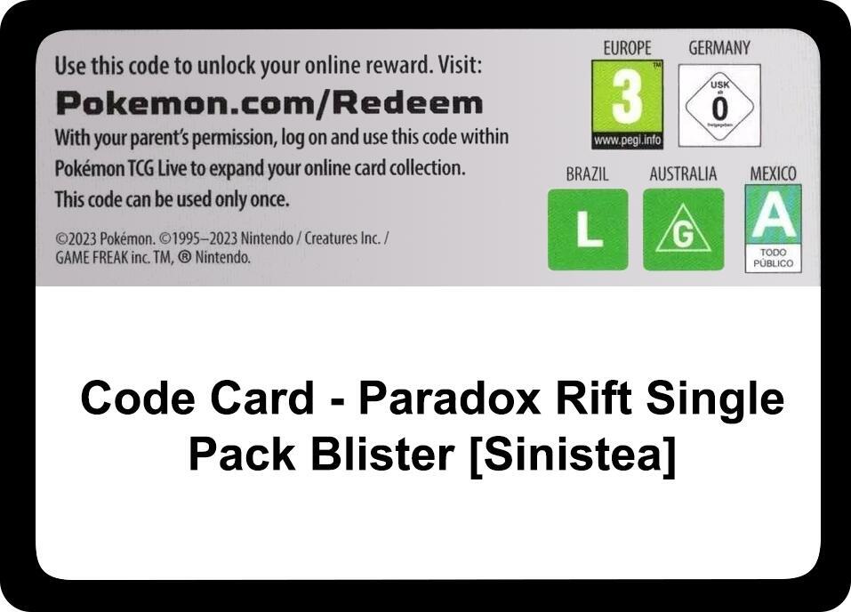 Code Card - Paradox Rift Single Pack Blister [Sinistea], SV04: Paradox Rift P525641