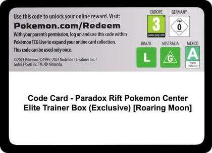 Code Card - Paradox Rift Pokemon Center Elite Trainer Box (Exclusive) [Roaring Moon], SV04: Paradox Rift P547168
