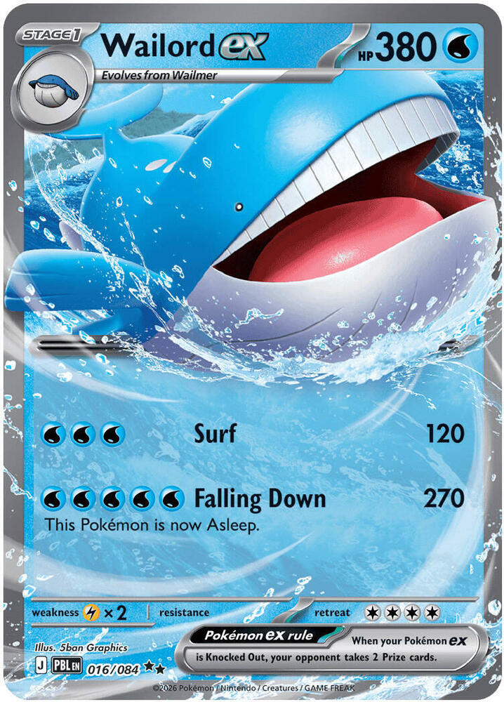 Wailord ex - 016/084, ME05: Pitch Black 016/084