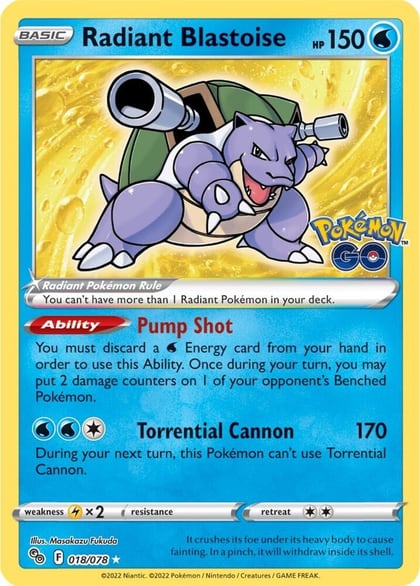 Radiant Blastoise, Pokemon GO 018/078