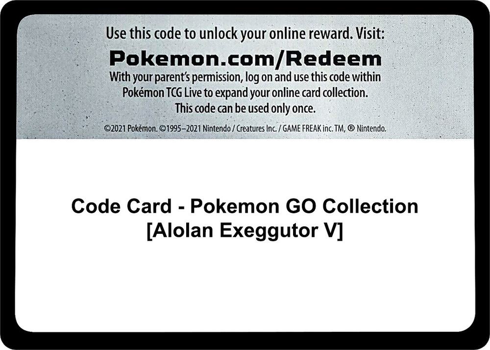 Code Card - Pokemon GO Collection [Alolan Exeggutor V], Pokemon GO P271514