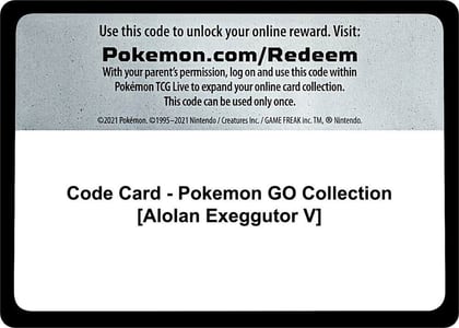 Code Card - Pokemon GO Collection [Alolan Exeggutor V], Pokemon GO P271514