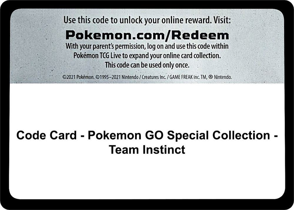 Code Card - Pokemon GO Special Collection - Team Instinct, Pokemon GO P271518