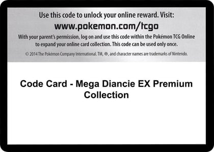 Code Card - Mega Diancie EX Premium Collection, XY - Phantom Forces P280436