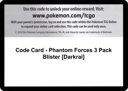 Code Card - Phantom Forces 3 Pack Blister [Darkrai], XY - Phantom Forces P280438