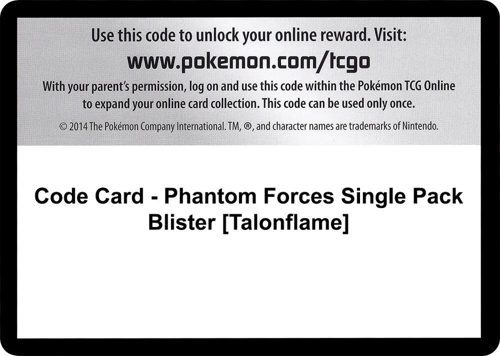 Code Card - Phantom Forces Single Pack Blister [Talonflame], XY - Phantom Forces P280443