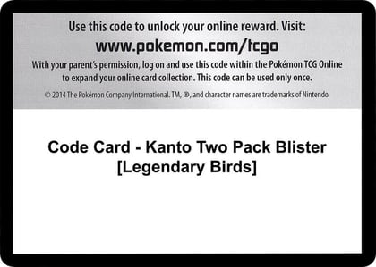 Code Card - Kanto Two Pack Blister [Legendary Birds], Plasma Storm P280564