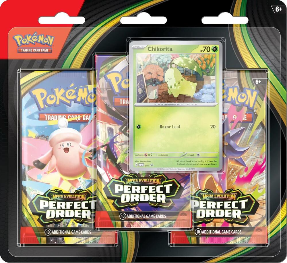 Perfect Order 3 Pack Blister [Chikorita], ME03: Perfect Order P672393