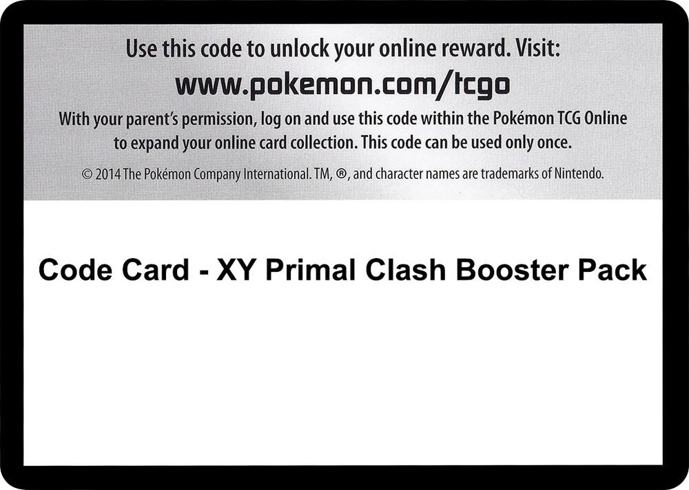 Code Card - Primal Clash Booster Pack, XY - Primal Clash P270867