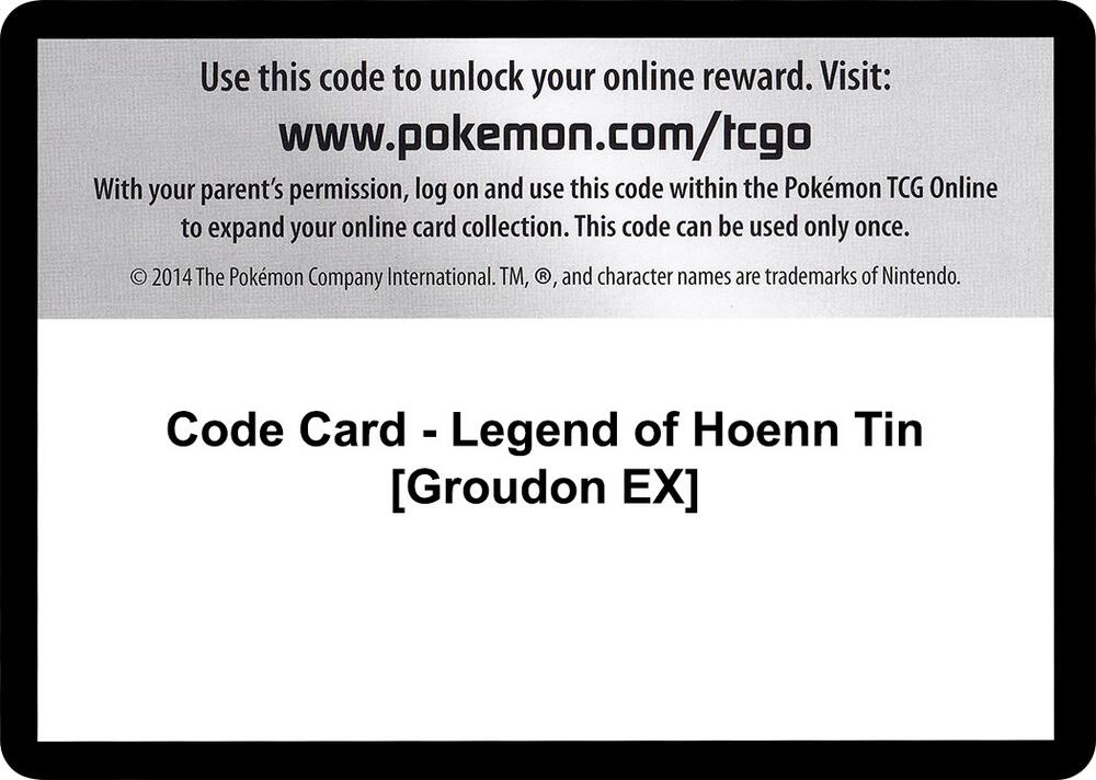 Code Card - Legend of Hoenn Tin [Groudon EX], XY - Primal Clash P280450