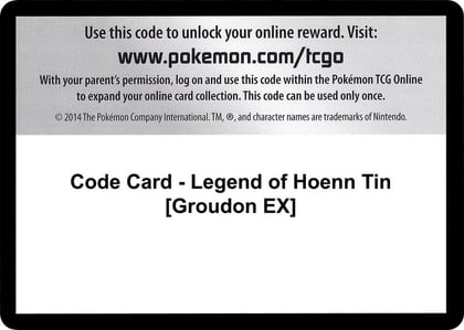 Code Card - Legend of Hoenn Tin [Groudon EX], XY - Primal Clash P280450