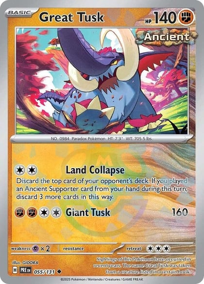 Great Tusk (Master Ball Pattern), SV: Prismatic Evolutions 055/131