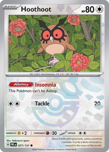 Hoothoot (Master Ball Pattern), SV: Prismatic Evolutions 077/131